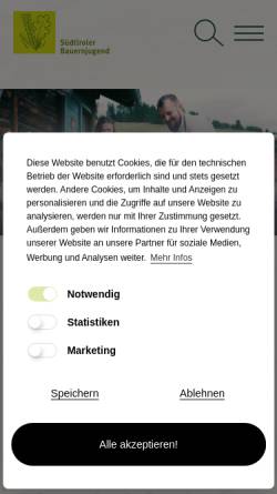 Vorschau der mobilen Webseite www.sbj.it, Südtiroler Bauernjugend (SBJ)