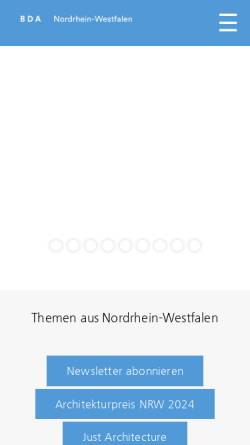 Vorschau der mobilen Webseite bda-nrw.de, Bund Deutscher Architekten (BDA), Landesverband NRW