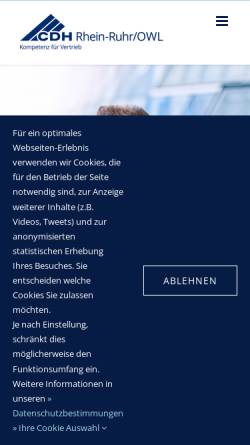 Vorschau der mobilen Webseite www.rhein-ruhr.cdh.de, Wirtschaftsverband für Handelsvermittlung und Vertrieb Rhein-Ruhr (CDH) e.V.