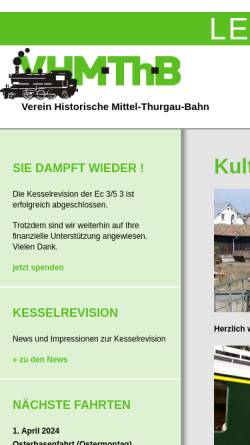 Vorschau der mobilen Webseite www.mthb.ch, Verein-Historische Mittel-Thurgau-Bahn (MThB)