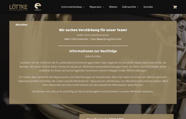 Vorschau von www.luettke.de, Lüttke Musikinstrumente - Reparatur und Werkstatt
