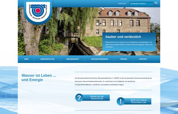 Vorschau von www.wasserkraft-deutschland.de, Bundesverband Deutscher Wasserkraftwerke e.V.