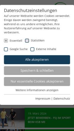 Vorschau der mobilen Webseite www.ksbmettmann.de, Kreissportbund Mettmann e.V.