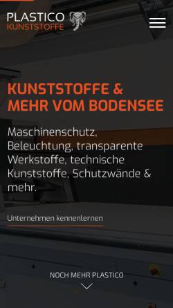 Vorschau der mobilen Webseite www.plastico-kunststoffe.de, Plastico Bohner GmbH