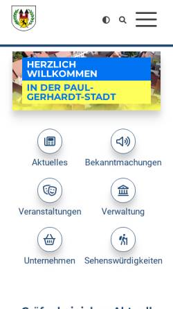 Vorschau der mobilen Webseite www.graefenhainichen.de, Stadt Gräfenhainichen
