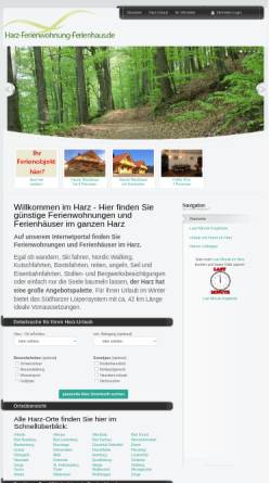 Vorschau der mobilen Webseite www.harz-ferienwohnung-ferienhaus.de, Harz Ferienwohnungen und Ferienhäuser