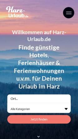 Vorschau der mobilen Webseite www.harz-urlaub.de, Harzurlaub