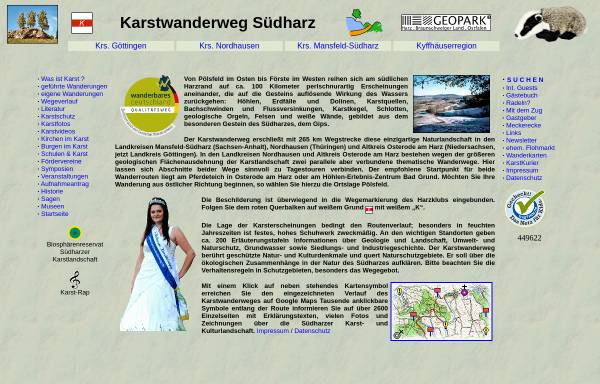 Vorschau von www.karstwanderweg.de, Karstwanderweg am Südharz