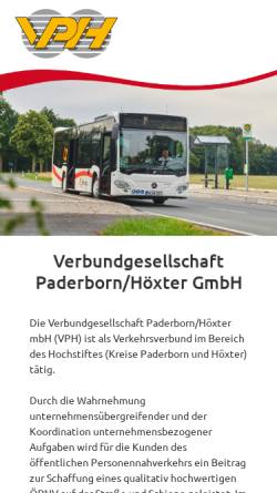 Vorschau der mobilen Webseite www.vph.de, Verkehrs-Servicegesellschaft Paderborn/Höxter mbH (VPH)
