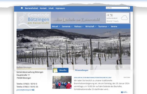 Vorschau von www.boetzingen.de, Gemeinde Bötzingen
