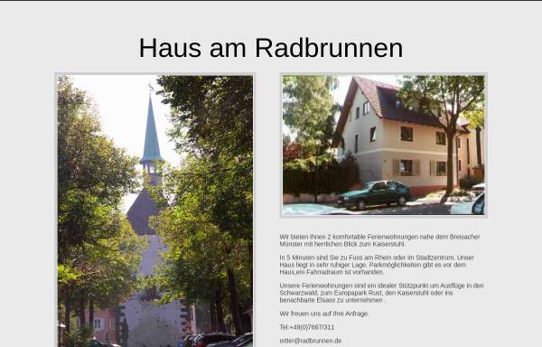 Vorschau von www.radbrunnen.de, Ferienwohnung Haus am Radbrunnen