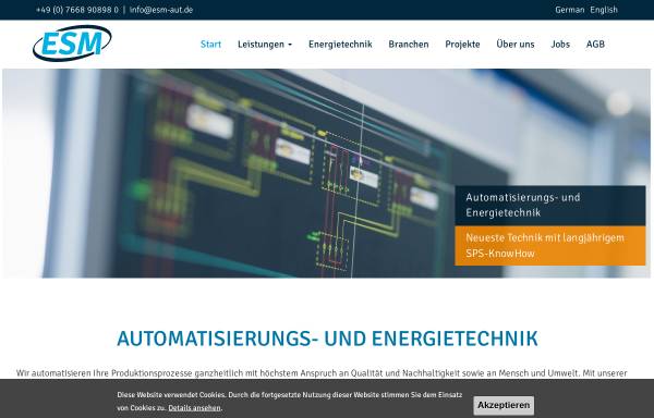 Vorschau von www.esm-aut.de, ESM Automatisierungs- und Energietechnik GmbH, Ihringen