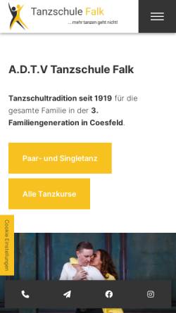 Vorschau der mobilen Webseite www.tsfalk.de, ADTV Tanzschule Falk
