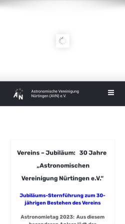 Vorschau der mobilen Webseite www.sternwarte-nuertingen.de, Astronomische Vereinigung Nürtingen (AVN) e.V. mit Neckar-Alb-Sternwarte Nürtingen