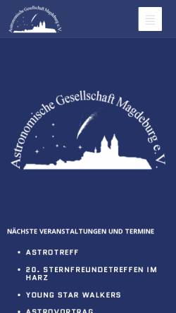 Vorschau der mobilen Webseite www.elbcity.de, Astronomisches Zentrum Magdeburg
