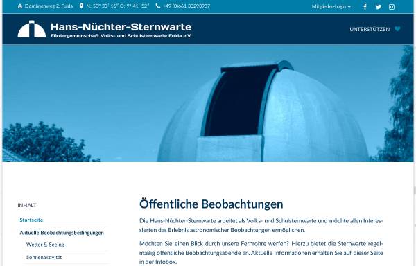 Vorschau von www.hans-nuechter-sternwarte.de, Hans-Nüchter-Sternwarte (HNS) Fulda