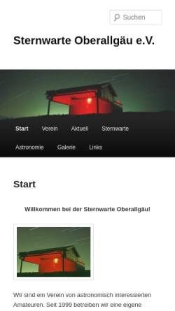 Vorschau der mobilen Webseite www.sternwarte-oberallgaeu.de, Sternwarte Oberallgäu e.V.