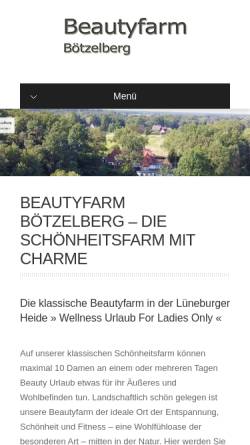 Vorschau der mobilen Webseite www.boetzelberg.de, Beautyfarm Bötzelberg
