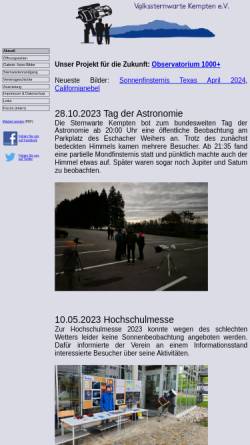 Vorschau der mobilen Webseite sternwarte-kempten.de, Volkssternwarte Kempten