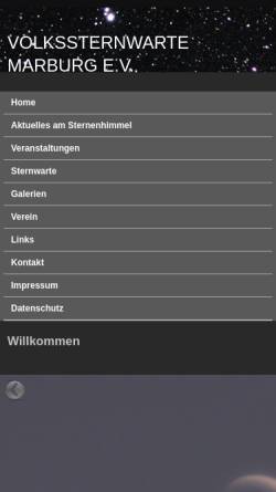 Vorschau der mobilen Webseite www.vsmr.de, Volkssternwarte Marburg