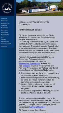 Vorschau der mobilen Webseite www.avso.de, Volkssternwarte Ottobeuren (AVSO)