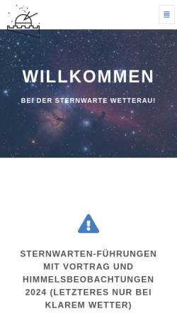 Vorschau der mobilen Webseite www.sternwartewetterau.de, Volkssternwarte Wetterau