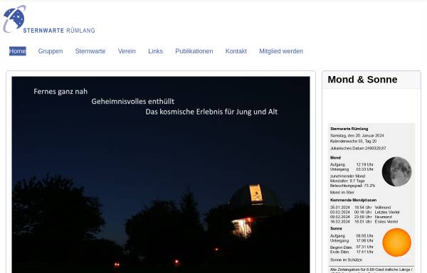 Vorschau von ruemlang.astronomie.ch, Sternwarte Rotgrueb Rümlang