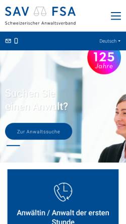 Vorschau der mobilen Webseite www.sav-fsa.ch, Schweizerischer Anwaltsverband