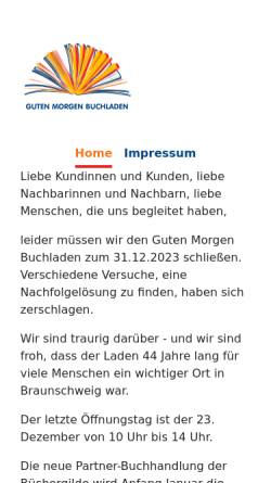 Vorschau der mobilen Webseite www.gutenmorgenbuchladen.de, Guten-Morgen-Buchladen