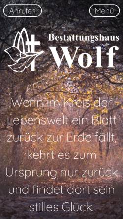 Vorschau der mobilen Webseite www.wolf-bestattungen.de, Bestattungshaus Wolf