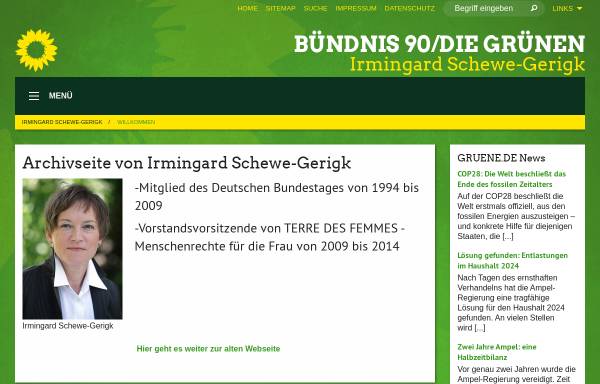 Vorschau von www.schewe-gerigk.de, Schewe-Gerigk, Irmingard (MdB)