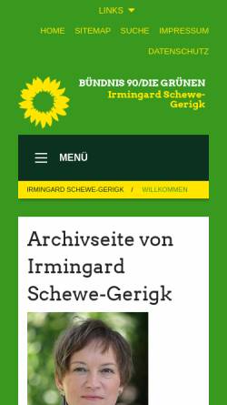 Vorschau der mobilen Webseite www.schewe-gerigk.de, Schewe-Gerigk, Irmingard (MdB)