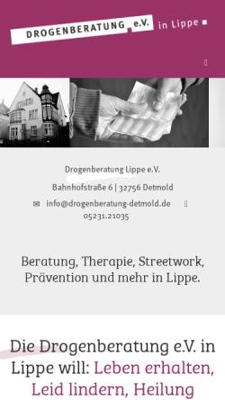 Vorschau der mobilen Webseite www.drogenberatung-detmold.de, Drogenberatung e.V. Lippe