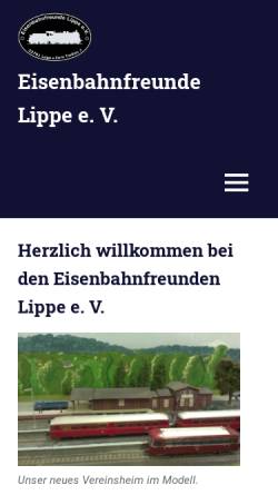 Vorschau der mobilen Webseite www.eisenbahnfreunde-lippe.de, Eisenbahnfreunde Lippe e.V.