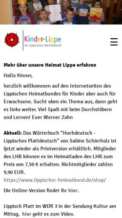 Vorschau der mobilen Webseite www.kinder-lippe.de, Kinder Lippe