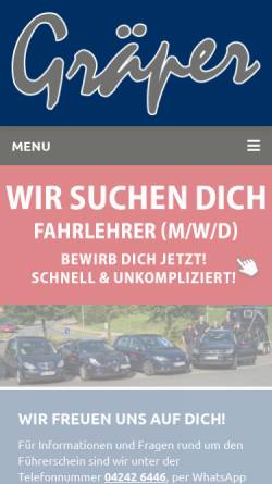 Vorschau der mobilen Webseite www.fahrschule-graeper.de, Fahrschule Gräper