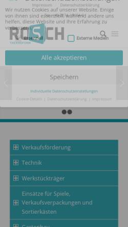 Vorschau der mobilen Webseite www.rosch-thermoform.de, Rosch Thermoform Rolf Schwagmeier GmbH