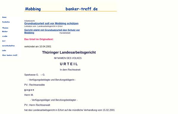 Vorschau von www.banker-treff.de, Banker-Treff - Urteil zum Thema Mobbing