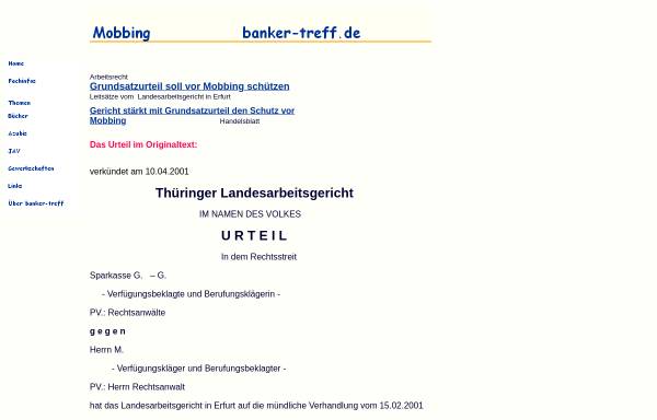 Banker-Treff - Urteil zum Thema Mobbing