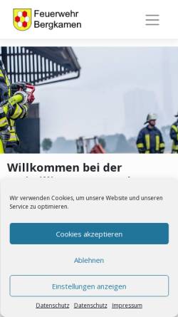 Vorschau der mobilen Webseite www.feuerwehr-bergkamen.de, Freiwillige Feuerwehr der Stadt Bergkamen