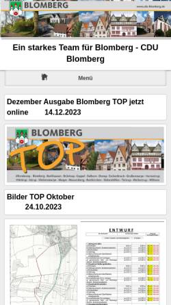 Vorschau der mobilen Webseite cdu-blomberg.de, CDU-Stadtverband Blomberg