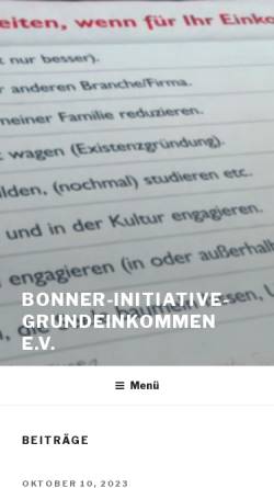 Vorschau der mobilen Webseite grundeinkommenbonn.de, Bonner Initiative Grundeinkommen