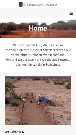 Vorschau der mobilen Webseite www.stiftung-sankt-barbara.de, Stiftung Sankt Barbara - Schutz vor Landminen