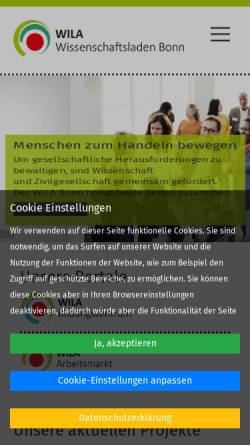 Vorschau der mobilen Webseite www.wilabonn.de, Wissenschaftsladen Bonn e.V.