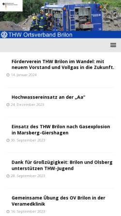 Vorschau der mobilen Webseite thw-brilon.de, THW OV Brilon