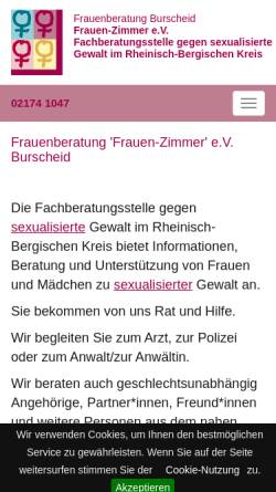 Vorschau der mobilen Webseite www.frauenberatung-burscheid.de, Frauen-Zimmer Burscheid