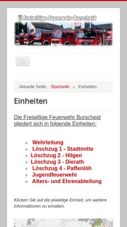 Vorschau der mobilen Webseite www.feuerwehr-burscheid.de, Freiwillige Feuerwehr