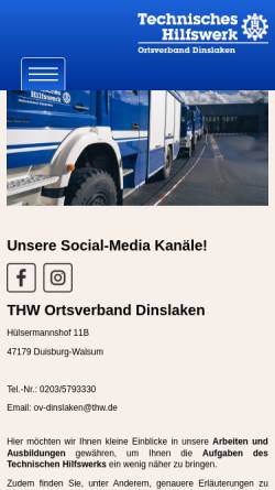 Vorschau der mobilen Webseite www.thw-dinslaken.de, THW Dinslaken