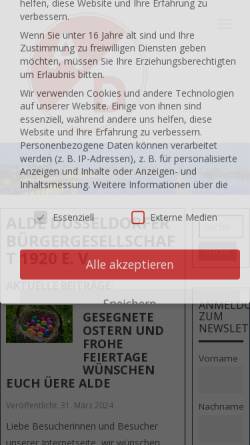Vorschau der mobilen Webseite www.aldeduesseldorfer.de, Alde Düsseldorfer Bürgergesellschaft von 1920 e.V.
