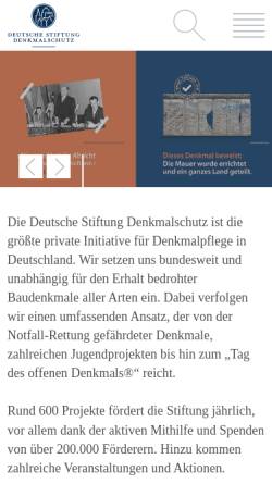Vorschau der mobilen Webseite www.denkmalschutz.de, Deutsche Stiftung Denkmalschutz
